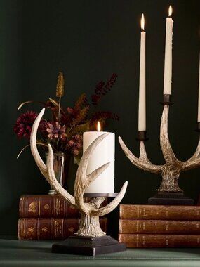 Pottery Barn Antler Pillar Candle Holder New!